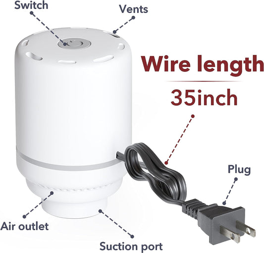 Electric Air Pump for Vacuum Storage Bags - Fast Air Extraction, Fits Most Bags!