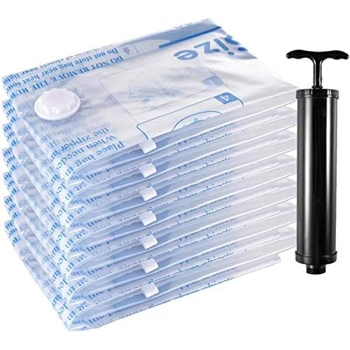 Vacuum Storage Bags 7 Large, Space Saver Sealer Bags with Travel Hand Pump, Airtight Compression Bags for Clothes, Pillows, Comforters, Blankets, Bedding