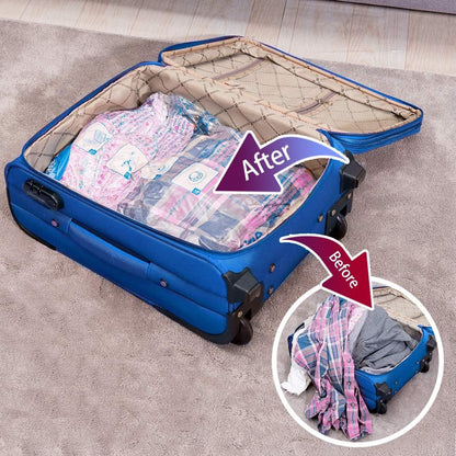 Vacuum Storage Bags 7 Large, Space Saver Sealer Bags with Travel Hand Pump, Airtight Compression Bags for Clothes, Pillows, Comforters, Blankets, Bedding