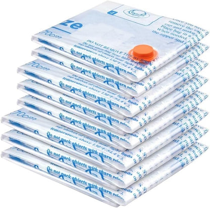 Vacuum Storage Bags 8 Combo (3 Jumbo/3Large/2 Medium), Space Saver Sealer Bags, Airtight Compression Bags for Clothes, Pillows, Comforters, Blankets, Bedding