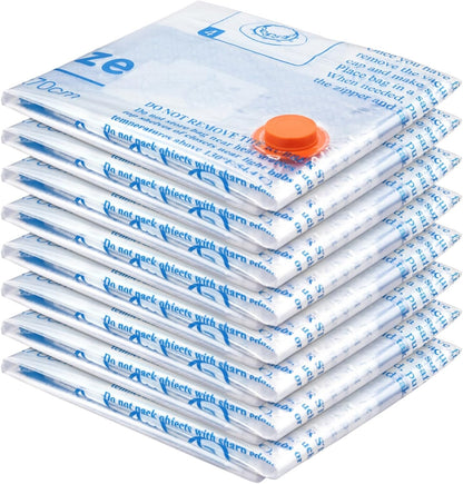 Vacuum Storage Bags 8 Medium, Space Saver Sealer Bags, Airtight Compression Bags for Clothes, Pillows, Comforters, Blankets, Bedding